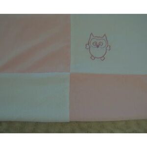 RN 31526 Owl Baby Girl Blanket Pink White Patchwork Soft Plush Security Lovey